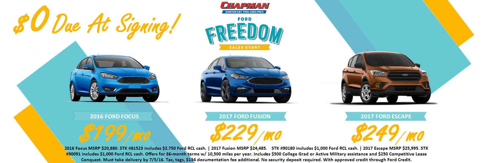 Chapman Sample - juneleaseoffers2july Sample banner made for Chapman Ford of Philadelphia, matching OEM sale branding.