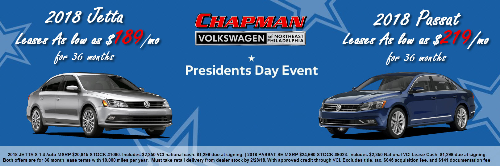 Chapman Sample - vwleasefeb18presremora Sample banner made for Chapman VW of Philadelphia, matching OEM sale branding.